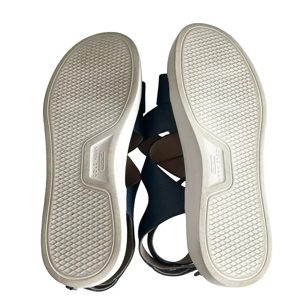 Cole Haan GrandPro Rally Castine Platform Sandal Blue Soze 6.5B‎ Strappy Leather